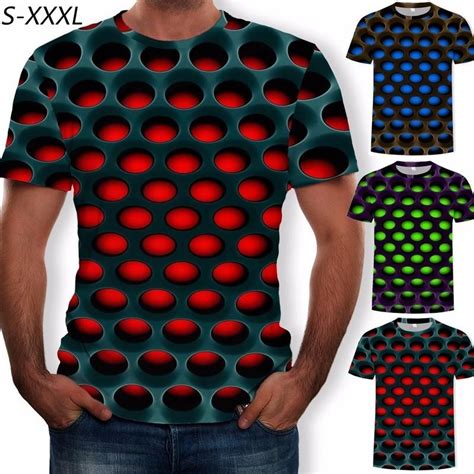 Zogaa Summer T Shirt Mens Geometric 3d Three Dimensional Pattern