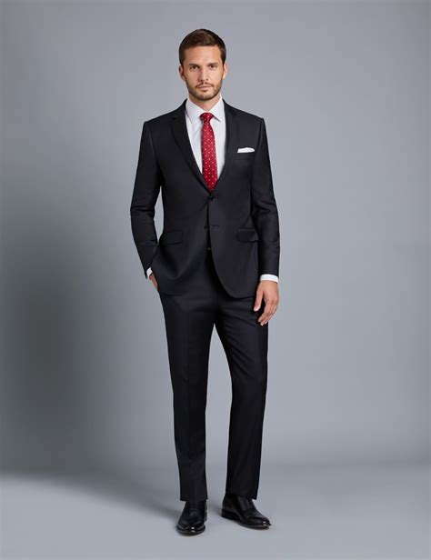Mid blue slim fit check suit: Men's Black Twill Slim Fit Suit Jacket | Hawes & Curtis