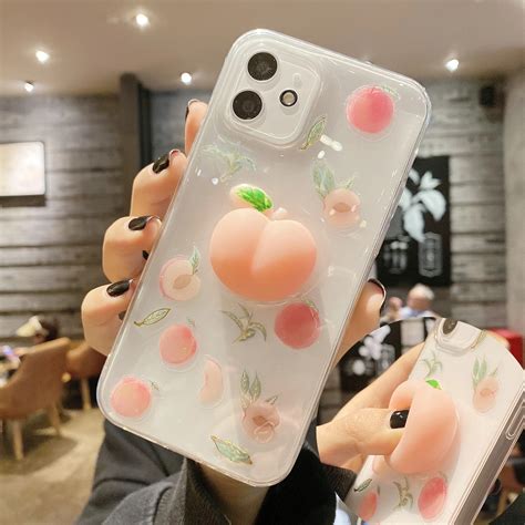 3d Fruit Peach Flexible Silicone Phone Case For Iphone 12 11 Pro Max Mini 8 6 6s 7 Plus Xr X Xs