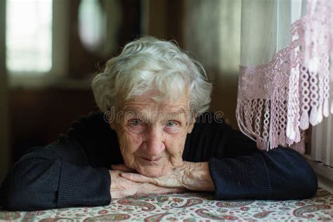 Portrait Of An Old Gray Haired Woman Stock Image Image Of Grandma