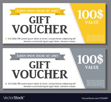 T Voucher Template With Sample Text Royalty Free Vector