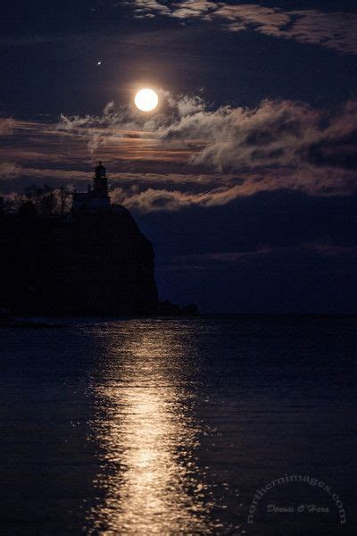 Superior Minnesota Full Moon Over Split Rock Lighthouse Lake
