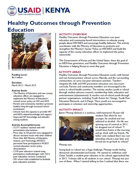Healthy Outcomes Through Prevention Education Fact Sheet Archive U
