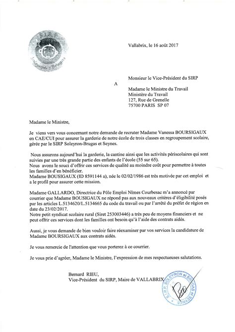 Lettre Au Ministre Vallabrix