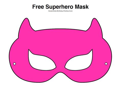 Free Catwoman Half Mask Printable Bright Pink Kids Birthday Mask For