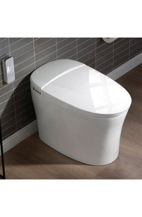 Bathroom Toilets Woodbridge Victoria White Dual Flush Elongated Chair