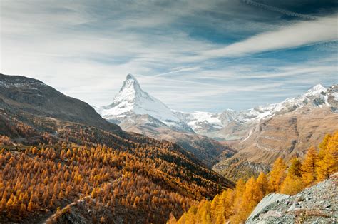Photooftheweek View On Autumn Forest Snowy Matterhorn Mountains