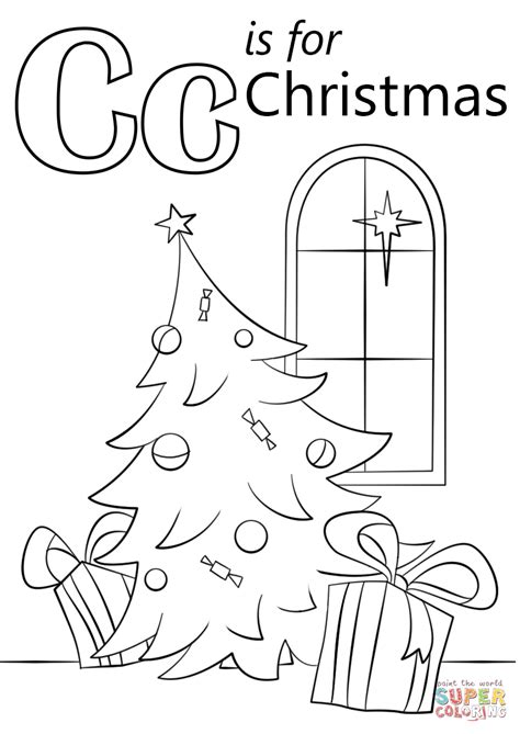 This picture is a classic example of how letter 'c' can also be pronounced as letter 'k'. Letter C is for Christmas coloring page | Free Printable ...