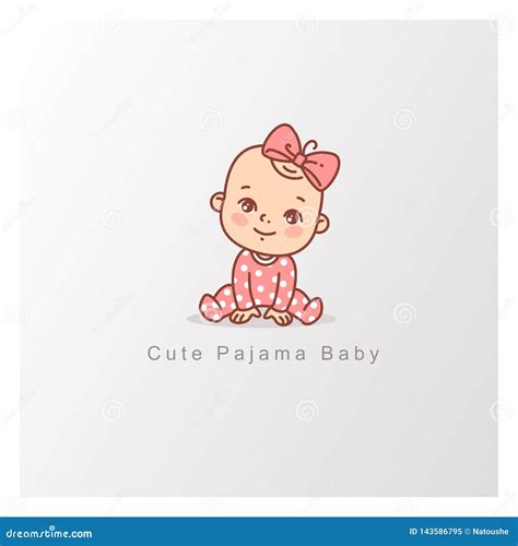 Cute Little Baby Isolated Design Logo Template Stock Vector