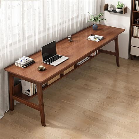 Ytaoka 63 Solid Wood Desk Mid Century Modern Desk Wide