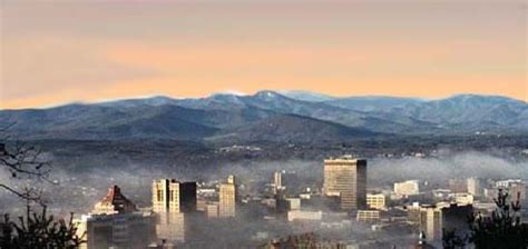 Winter View Of Asheville Nc Downtown And The Surrounding Blue Ridge