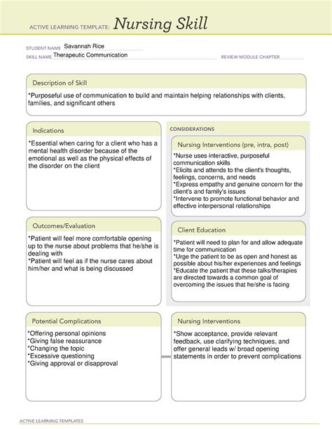 Therapeutic Communication Ati Template Nurs 411 Usc Studocu