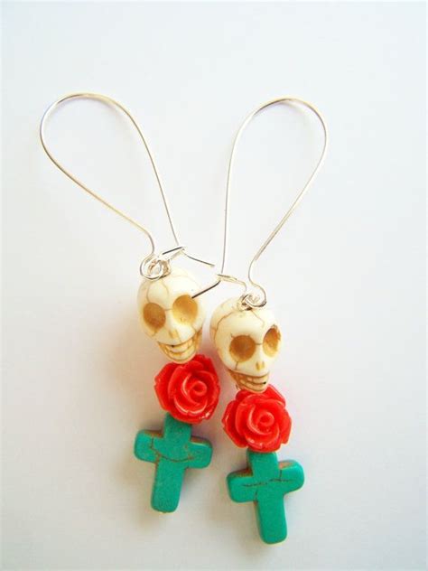 Dia De Los Muertos Earrings Day Of The Dead Dangles By Polishedtwo On