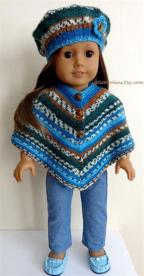 Hand Knitted 18 Inch American Girl Doll Clothing Poncho And Etsy