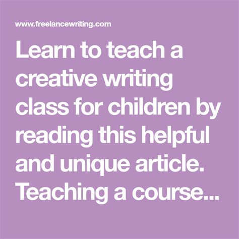 Learn To Teach A Creative Writing Class For Children By Reading This