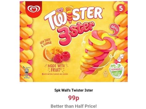 Twister 3ster Mango Strawberry And Vanilla Ice Lollies 5 Pack £099 At