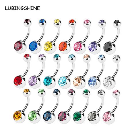 10pcslot Color Randonmly Crystal Belly Button Rings Belly Bar Rhinestone Piercing Navel Ring