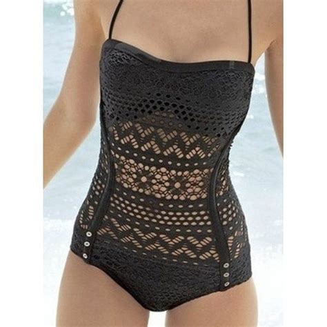 Sexy Halter See Through Solid Color Women S Swimwear One Piece