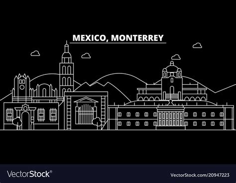 Monterrey Silhouette Skyline Mexico Royalty Free Vector