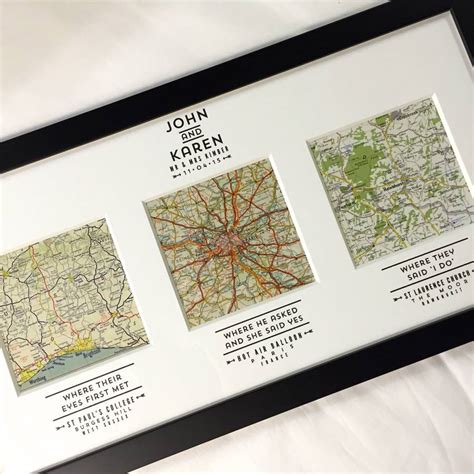 Personalised Map Wedding Art By Basil And Ford