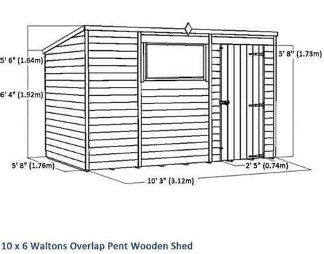 10 X 6 Waltons Overlap Pent Wooden Shed What Shed