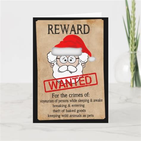Funny Santa Claus Wanted Poster Holiday Card