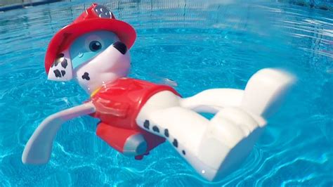 paw patrol pool party game with merpups chase skye marshall rubble zuma swimming toys youtube