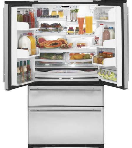 Excess water in the air can accumulate with the existing water in the fridge and cause a leak. Monogram ZFGB21HZSS 20.6 cu. ft. Counter-Depth French Door Refrigerator with Spill Proof Glass ...