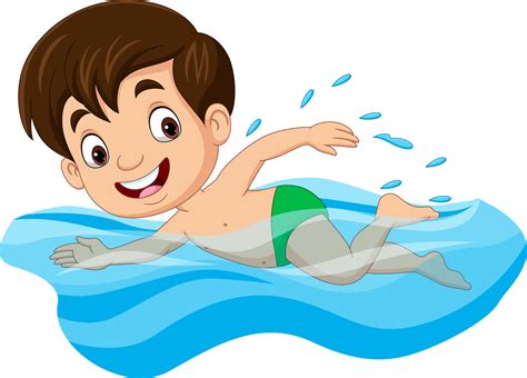 Cartoon Little Boy Swimmer In The Swimming Pool 7098371 Vector Art At