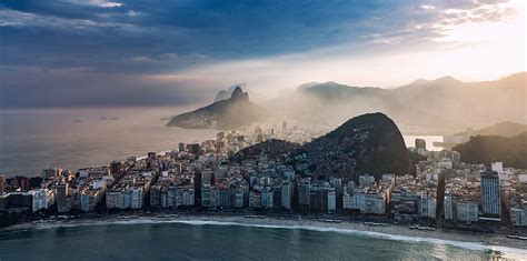 Rio De Janeiro City Buildings And Mountains Aerial View Hd Wallpaper