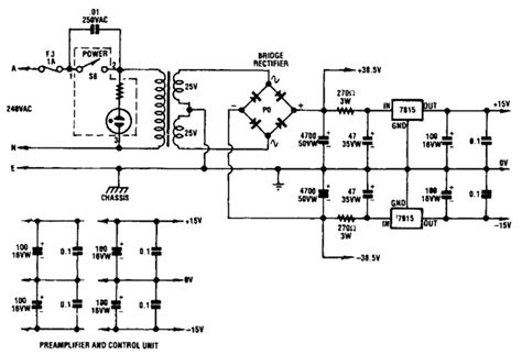 Twin Audio Amplifier Power Supply Circuit Diagram Electronic Circuit