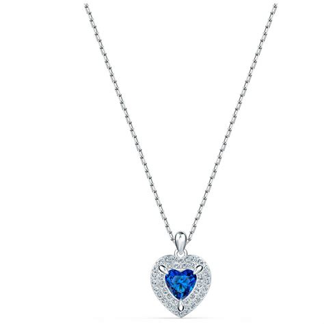 Swarovski One Heart Pendant Blue Rhodium Plated 5511541