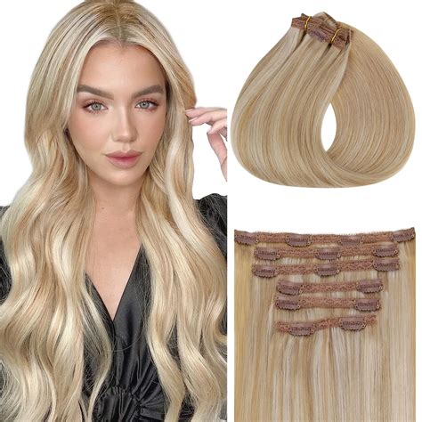 Vivien Hair Extensions Clip In Caramel Blonde Mixed With Bleach Blonde 18 Inch