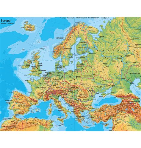 Physische Karte Europa
