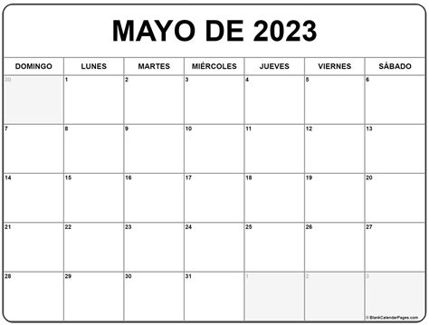 Calendario Mayo 2023 En Blanco Para Imprimir Reverasite