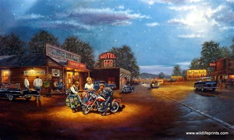 artist dave barnhouse unframed small town motorcycle print route 66