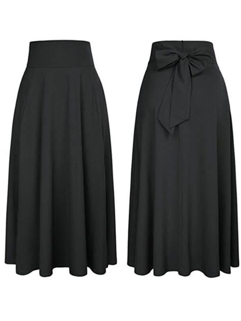 Pudcoco High Waist Pleated Long Skirts Women Flared Full Skirt Swing Satin Dress