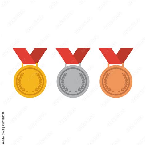 Colorful Medal Set For First Second And Third Place Gold Silver