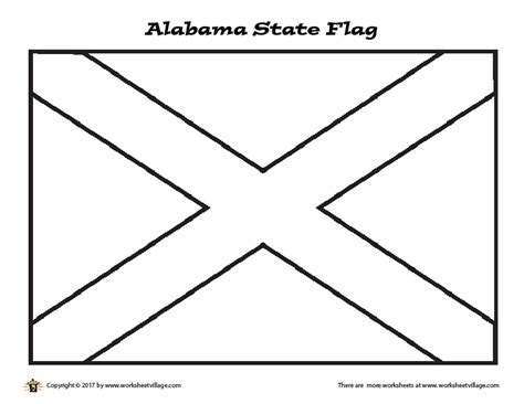 Alabama State Flag Coloring Page Worksheet Village