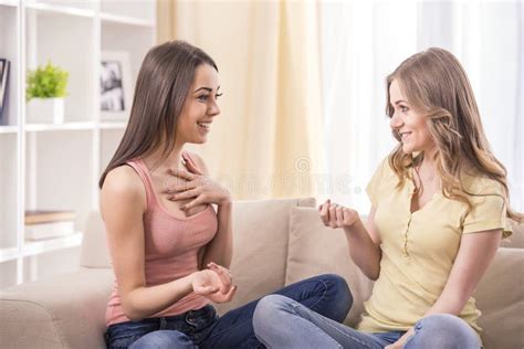 Girlfriends At Home Stock Photo Image Of Cheerful Lovely 52362276