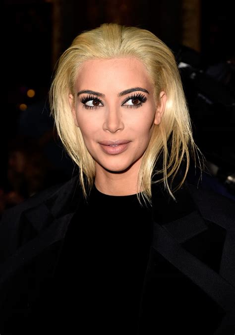 kim kardashian platinum blonde hair balmain fashion show in paris march 2015 celebmafia