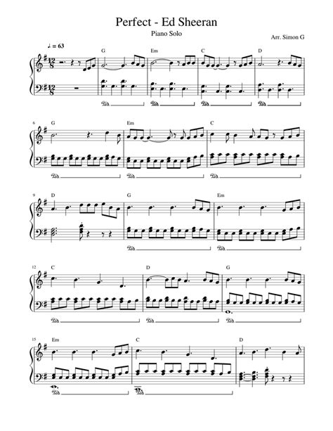 Perfect Ed Sheeran Sheet Music For Piano Solo