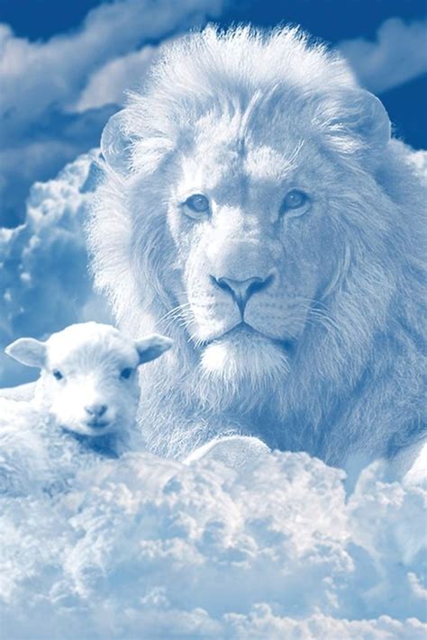 Beautiful Lion And Lamb In Clouds Of Heaven Poster Etsy