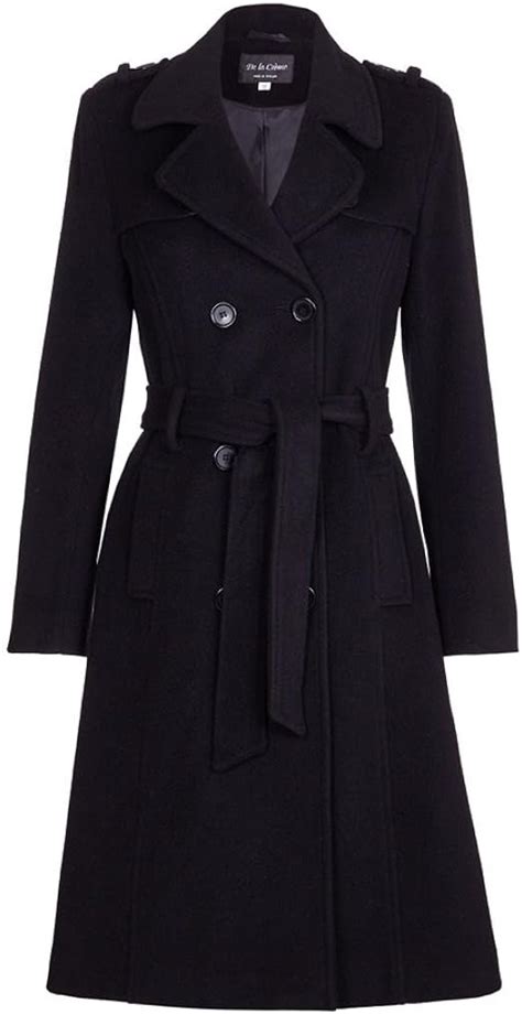 De La Crème Womens Wool And Cashmere Belted Long Military