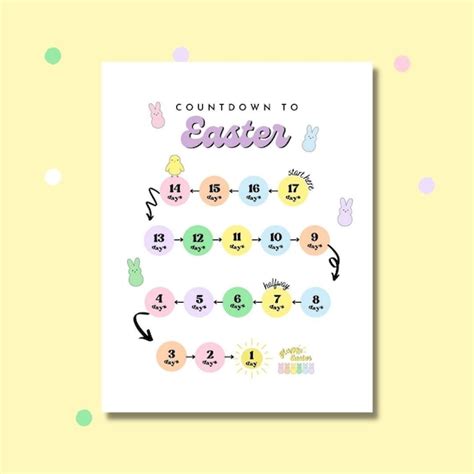 Easter Countdown Printable Easter Activity Kids Easter Etsy