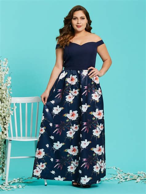 Plus Size Off Shoulder Printing Womens Maxi Dress Womens Maxi Dresses Maxi Dress Plus Size