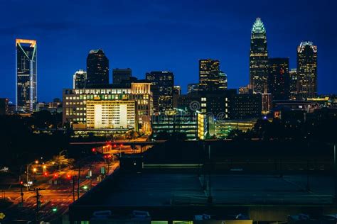 View Of The Skyline Of Uptown At Night In Charlotte North Carolina