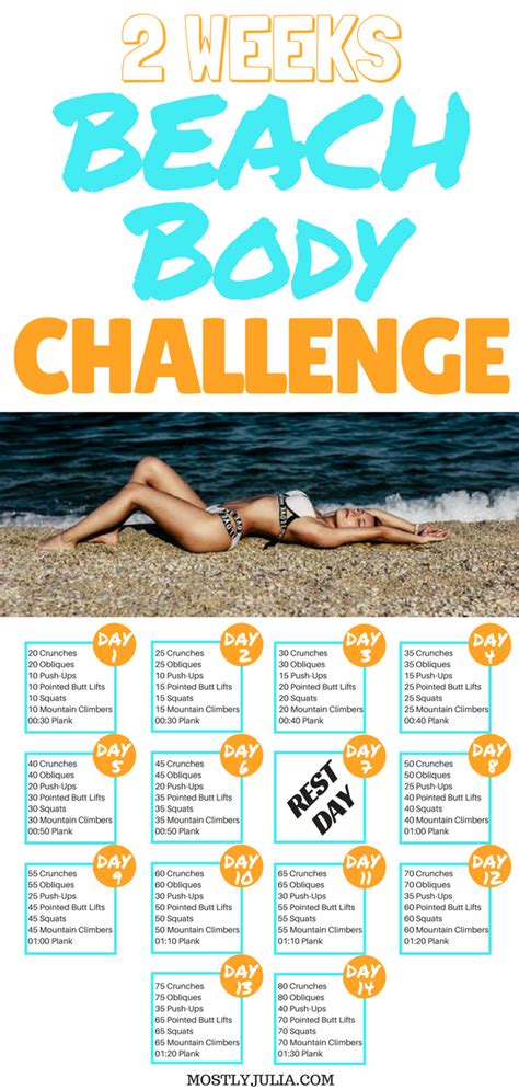 2 Weeks Summer Beach Body Challenge Bikini Body Workout Beach Body Challenge Full Body