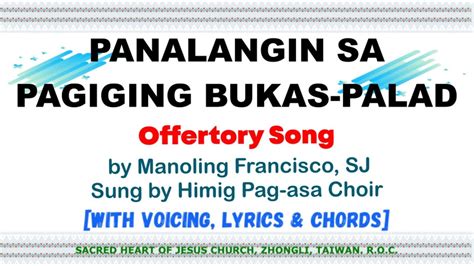 Panalangin Sa Pagiging Bukas Palad Offertory Song By Manoling Francisco With Lyrics Chords