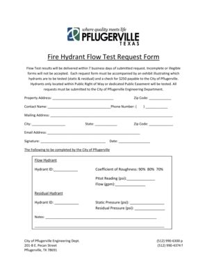 Fillable Online Public Works Fire Hydrant Flow Test Request Form Fax Email Print PdfFiller